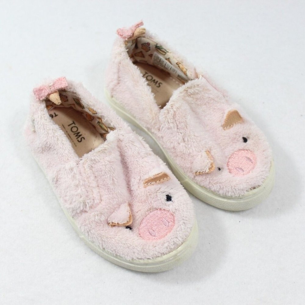 TOMS Year Of The Pig Limited Edition Youth Shoes Little Kids Pink Fuzzy Size 6